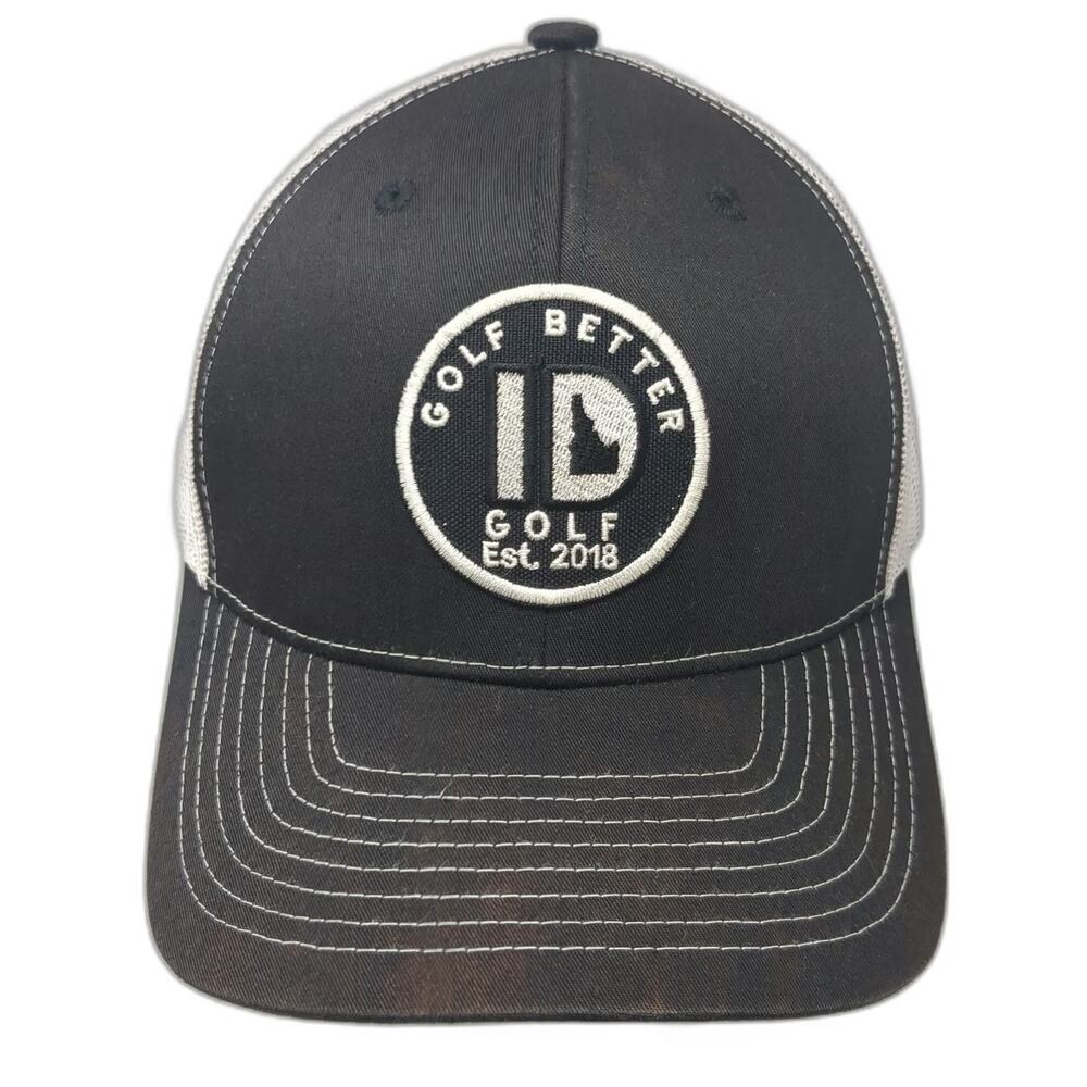 Richardson Trucker Hat Black White One Size Golf Better ID Idaho Mesh Patch